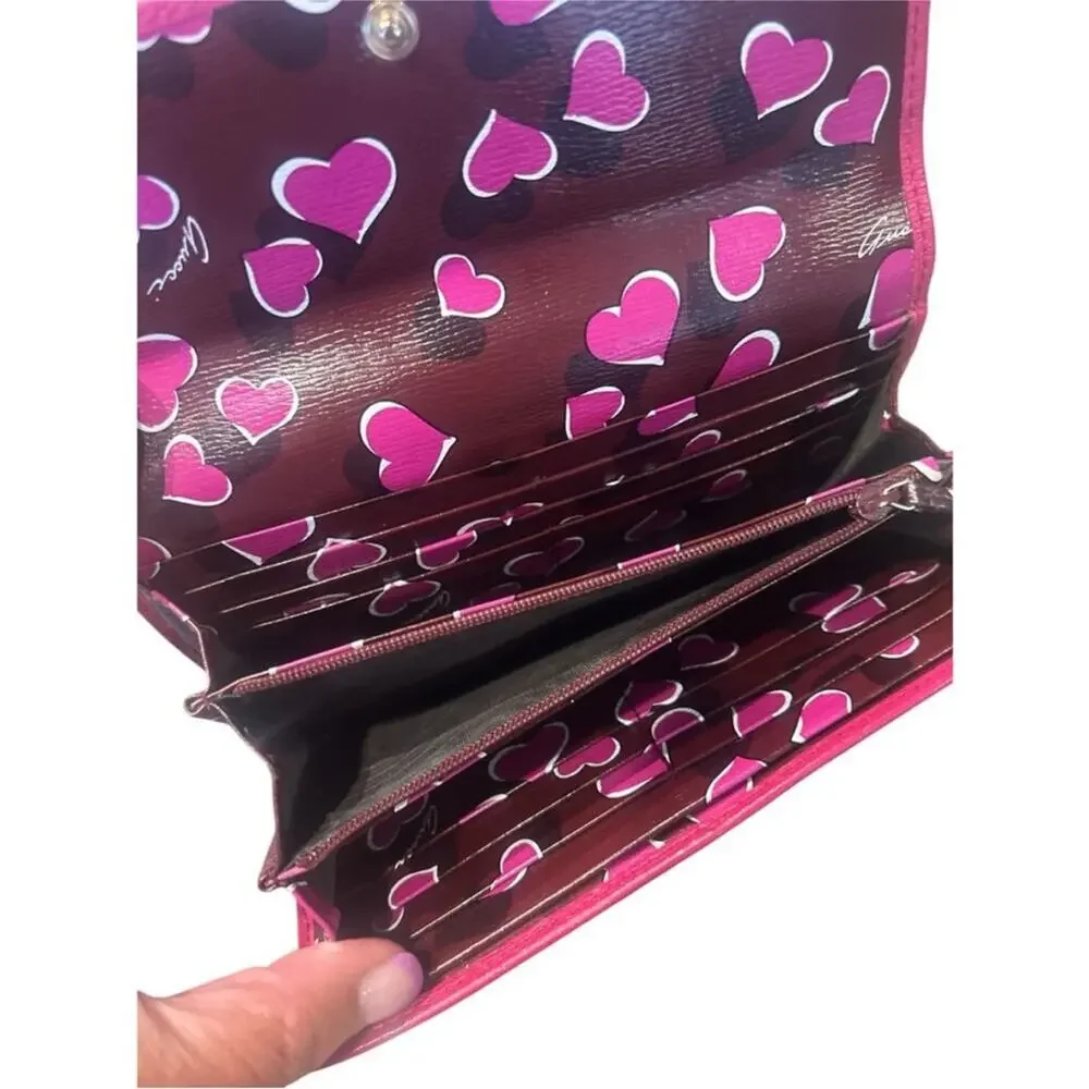Gucci LE GG Interlocking Hearts Long Wallet in pink
